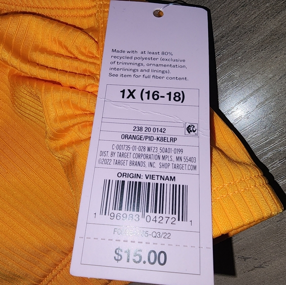 New Wild Fable 1X orange bathing suit top - Picture 3 of 3